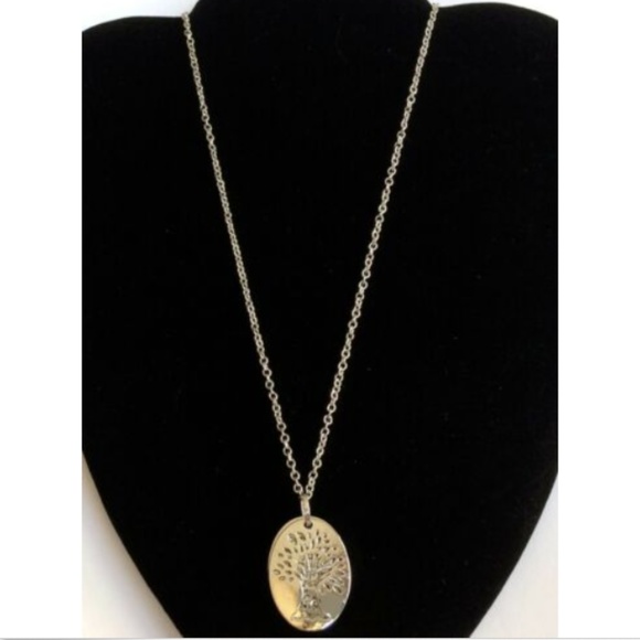 Silver Tree of Life Necklace Serenity Prayer 18-20" Plated AA NA Yoga - Picture 6 of 8
